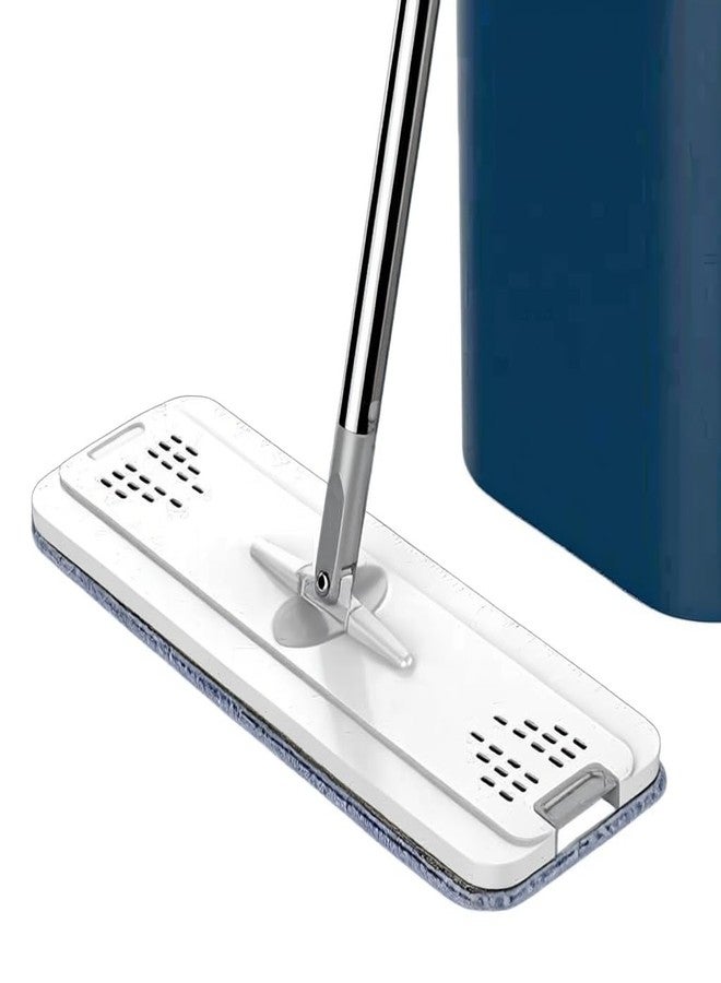 ممسحة مسطحة سهلة الاستخدام بدون استخدام اليدين، برأس قطني ماص، وقضيب مزدوج من الفولاذ المقاوم للصدأ، ونظام تنظيف أرضيات سهل السحب، تتضمن حلقة ممسحة وقطعة قماش. مثالية للاستخدام المنزلي أو التجاري. - Image 5